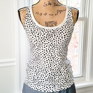 BR luxe touch tank top with satin piping neckline - white big cat | size XS